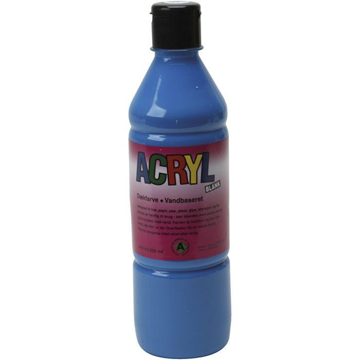 Acrylmaling, primær blå, 500 ml/ 1 fl.