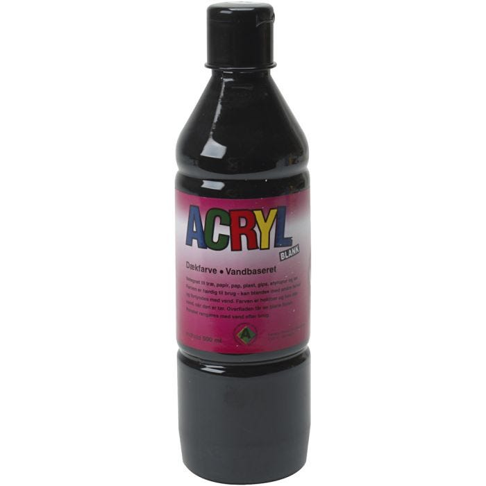 Acrylmaling, svart, 500 ml/ 1 fl.