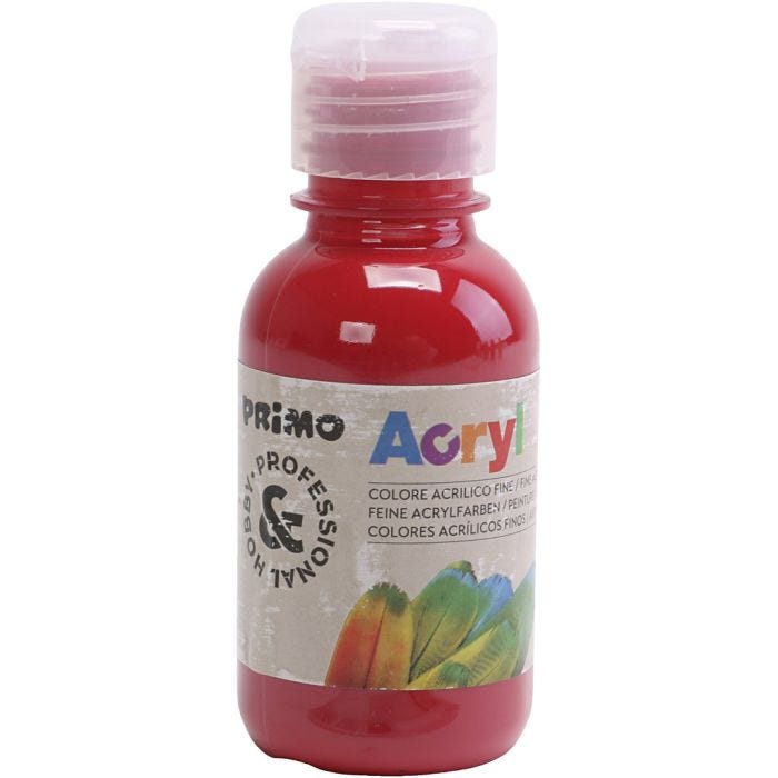 PRIMO luksus acrylmaling, mørk rød, 125 ml/ 1 fl.