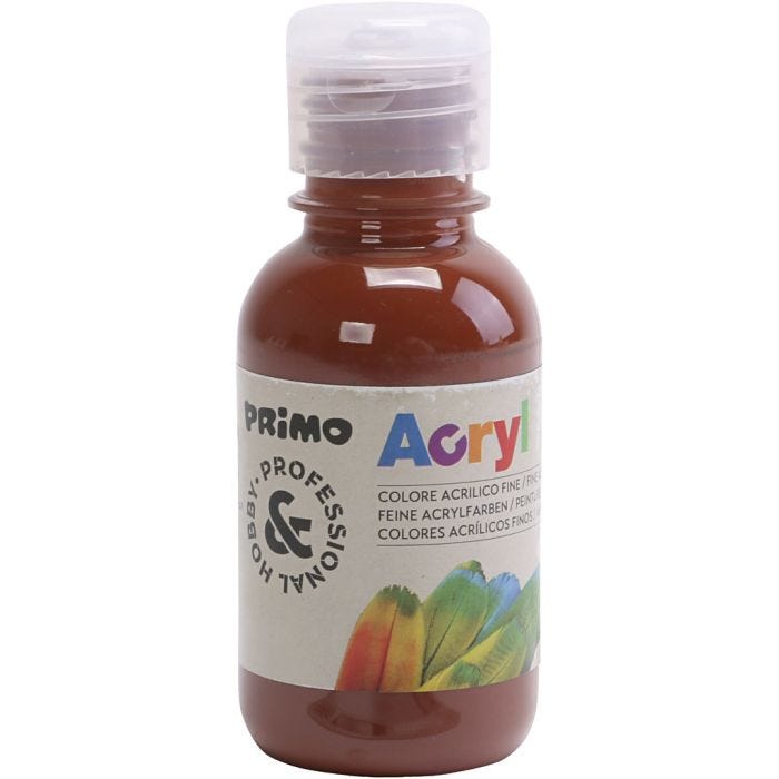 PRIMO luksus acrylmaling, brun, 125 ml/ 1 fl.