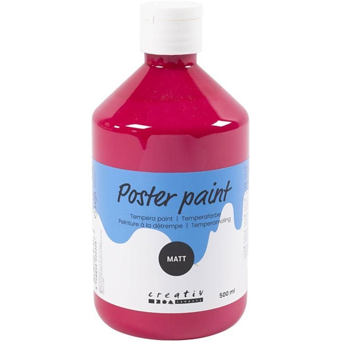 Temperamaling Matt, primær rød, 500 ml/ 1 fl.
