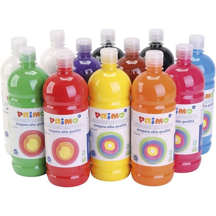 Temperamaling Matt, matt, ass. farger, 12x1000 ml/ 1 pk.