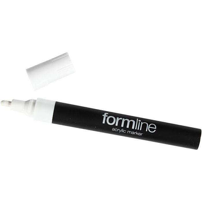 formline akryltusj, 2.5 mm, hvit, 1 stk.