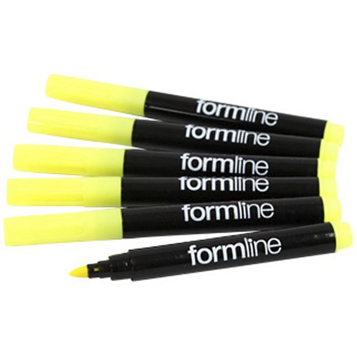 Formline tekstiltusjer, strek 2-3 mm, gul, 6 stk./ 1 pk.