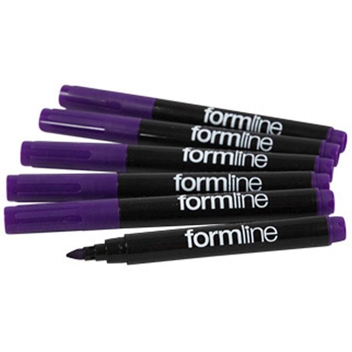 Formline tekstiltusjer, strek 2-3 mm, lilla, 6 stk./ 1 pk.