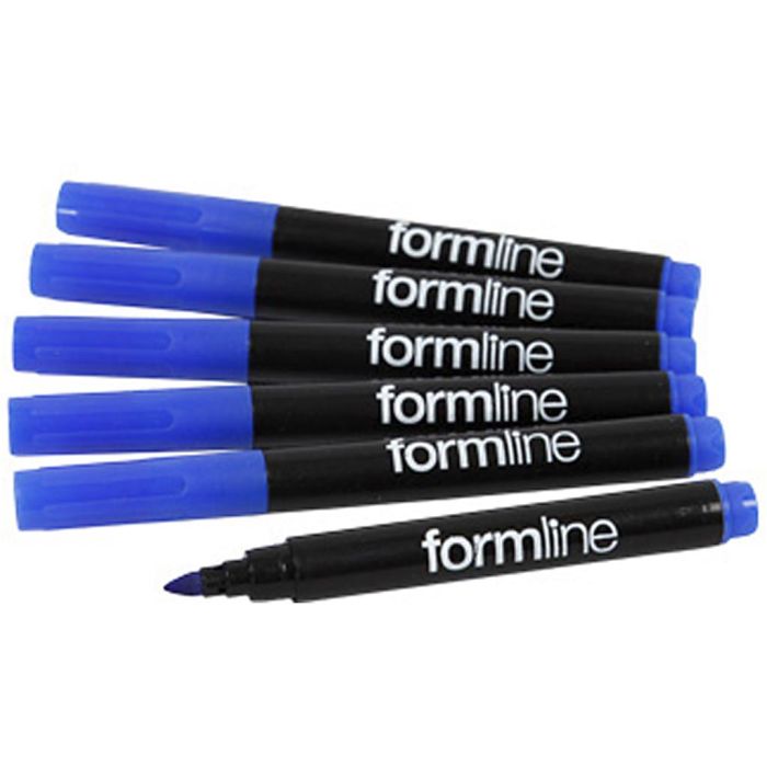 Formline tekstiltusjer, strek 2-3 mm, blå, 6 stk./ 1 pk.