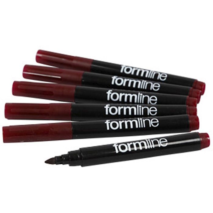 Formline tekstiltusjer, strek 2-3 mm, brun, 6 stk./ 1 pk.