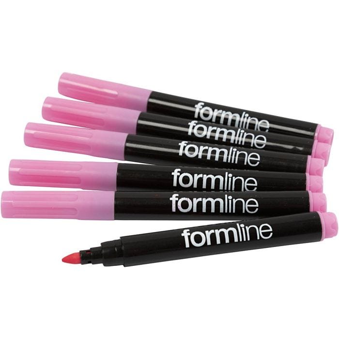 Formline tekstiltusjer, strek 2-3 mm, 6 stk./ 1 pk.
