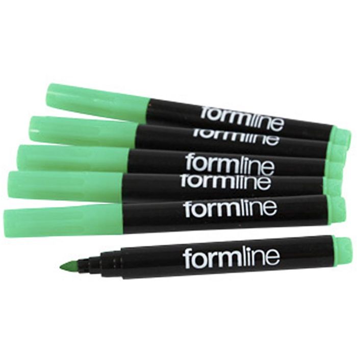 Formline tekstiltusjer, strek 2-3 mm, lys grønn, 6 stk./ 1 pk.