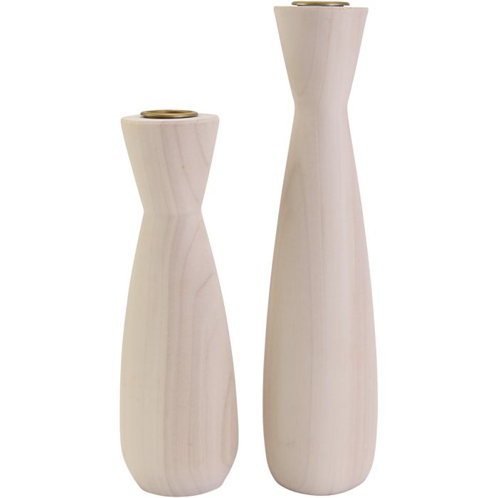 Lysestaker av tre, H: 17+22 cm, dia. 5,5+6 cm, 12 stk./ 1 pk.