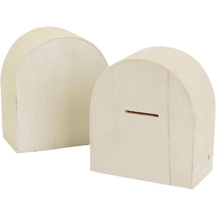 Sparebøsser i tre, str. 10x9 cm, 12 stk./ 1 pk.