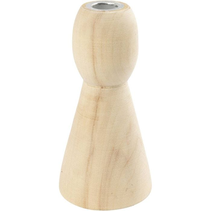 Kjegle lysestaker i tre, 9,5 cm, 1 stk.