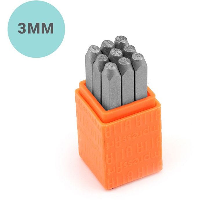 Pregestempler, Tallrekken, str. 3 mm, Skrifttype: Sans Serif , 9 stk./ 1 sett