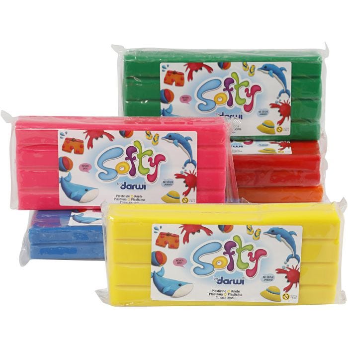 Softy Modellervoks, ass. farger, 6x500 g/ 1 pk.