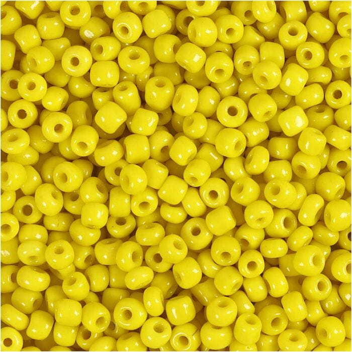 Rocaillesperler, dia. 3 mm, str. 8/0, hullstr. 0,6-1,0 mm, gul, 25 g/ 1 pk.