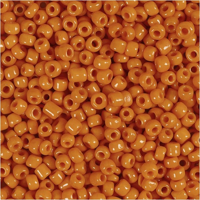 Rocaillesperler, dia. 3 mm, str. 8/0, hullstr. 0,6-1,0 mm, orange, 25 g/ 1 pk.