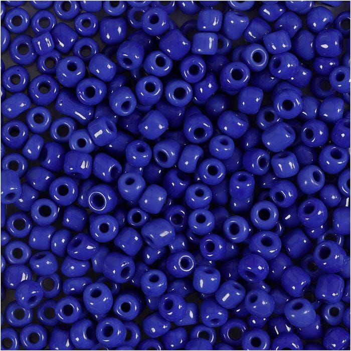 Rocaillesperler, dia. 3 mm, str. 8/0, hullstr. 0,6-1,0 mm, blå, 25 g/ 1 pk.