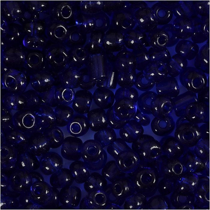 Rocaillesperler, dia. 4 mm, str. 6/0, hullstr. 0,9-1,2 mm, koboltblå, 25 g/ 1 pk.
