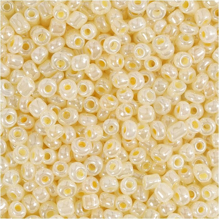 Rocaillesperler, dia. 3 mm, str. 8/0, hullstr. 0,6-1,0 mm, elfenben, 25 g/ 1 pk.