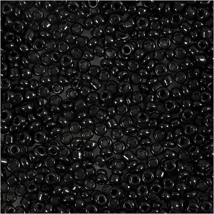 Rocaillesperler, dia. 2 mm, str. 12/0, hullstr. 0,8 mm, svart, 25 g/ 1 pk.