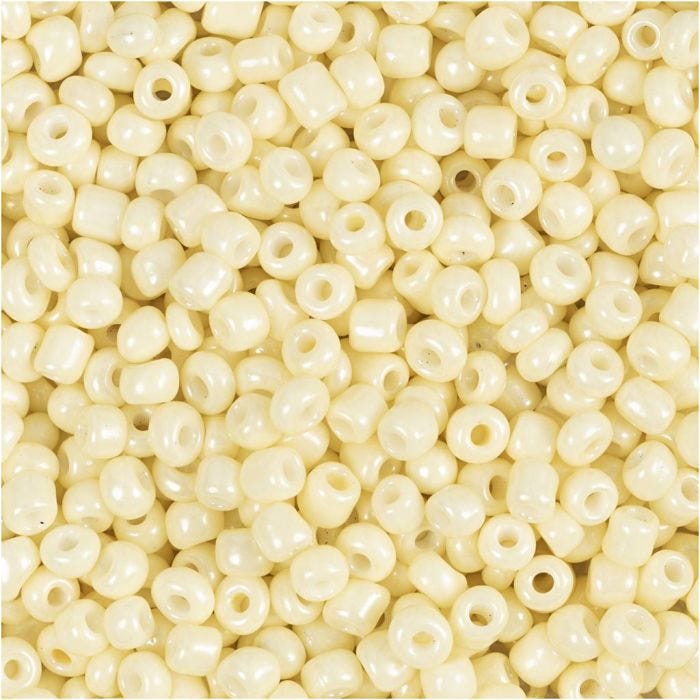 Rocaillesperler, dia. 3 mm, str. 8/0, hullstr. 0,6-1,0 mm, lys gul, 25 g/ 1 pk.