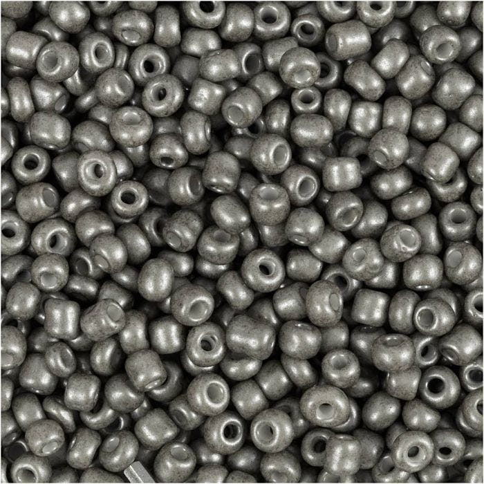 Rocaillesperler, dia. 3 mm, str. 8/0, hullstr. 0,6-1,0 mm, grå, 25 g/ 1 pk.