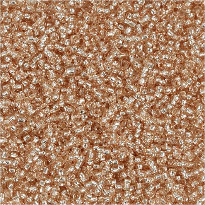 Rocaillesperler, dia. 1,7 mm, str. 15/0, hullstr. 0,5-0,8 mm, Fersken, 25 g/ 1 pk.