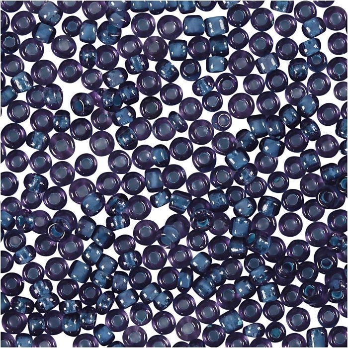 Rocaillesperler, dia. 1,7 mm, str. 15/0, hullstr. 0,5-0,8 mm, lilla, 25 g/ 1 pk.