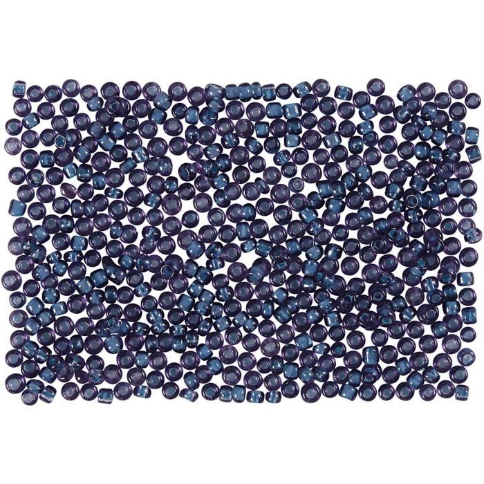 Rocaillesperler, dia. 1,7 mm, str. 15/0, hullstr. 0,5-0,8 mm, mørk blå, 500 g/ 1 pose