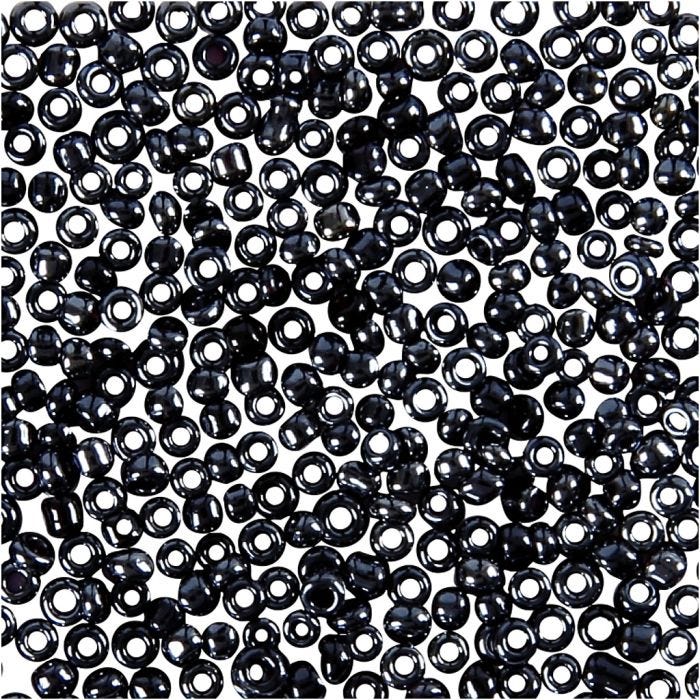 Rocaillesperler, dia. 1,7 mm, str. 15/0, hullstr. 0,5-0,8 mm, mørk grå, 25 g/ 1 pk.
