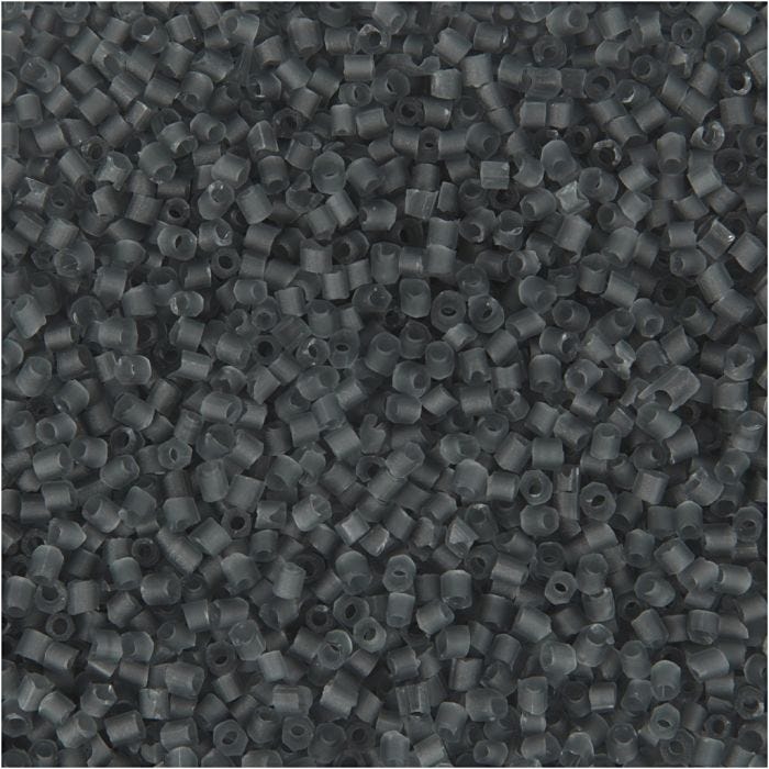 Rocaiperler 2-cut, dia. 1,7 mm, str. 15/0, hullstr. 0,5 mm, transparent grå, 25 g/ 1 pk.