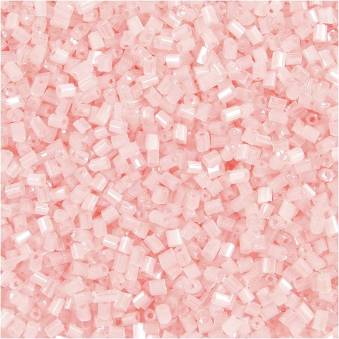 Rocaiperler 2-cut, dia. 1,7 mm, str. 15/0, hullstr. 0,5 mm, transparent rosa, 25 g/ 1 pk.
