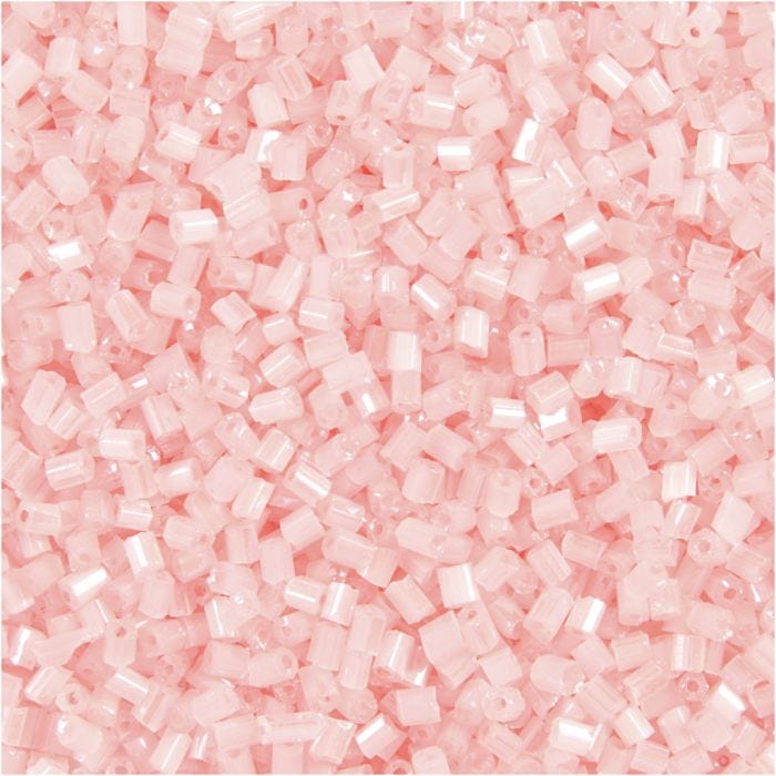 Rocaiperler 2-cut, dia. 1,7 mm, str. 15/0, hullstr. 0,5 mm, transparent rosa, 500 g/ 1 pose