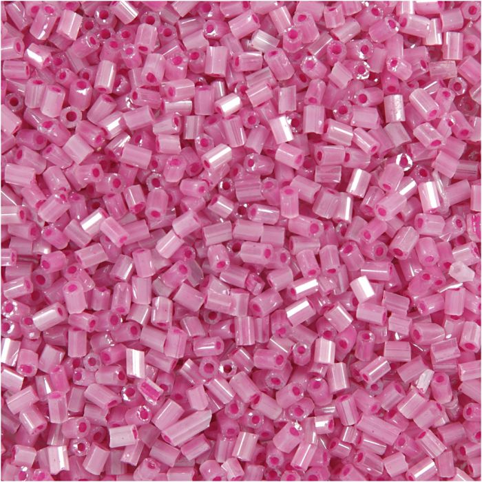 Rocaillesperler 2-cut, dia. 1,7 mm, str. 15/0, hullstr. 0,5 mm, rosa, 25 g/ 1 pk.
