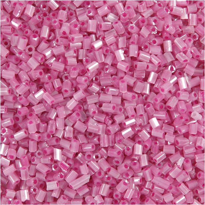 Rocaiperler 2-cut, dia. 1,7 mm, str. 15/0 , hullstr. 0,5 mm, rosa, 25 g/ 1 pk.