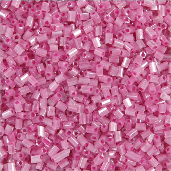 Rocaiperler 2-cut, dia. 1,7 mm, str. 15/0, hullstr. 0,5 mm, rosa, 500 g/ 1 pose