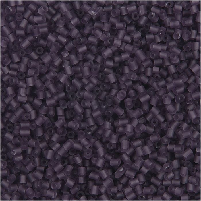 Rocaiperler 2-cut, dia. 1,7 mm, str. 15/0, hullstr. 0,5 mm, frosted lilla, 25 g/ 1 pk.