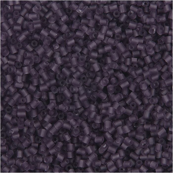 Rocaiperler 2-cut, dia. 1,7 mm, str. 15/0 , hullstr. 0,5 mm, frosted lilla, 25 g/ 1 pk.