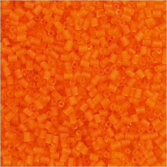 Rocaiperler 2-cut, dia. 1,7 mm, str. 15/0, hullstr. 0,5 mm, transparent orange, 25 g/ 1 pk.