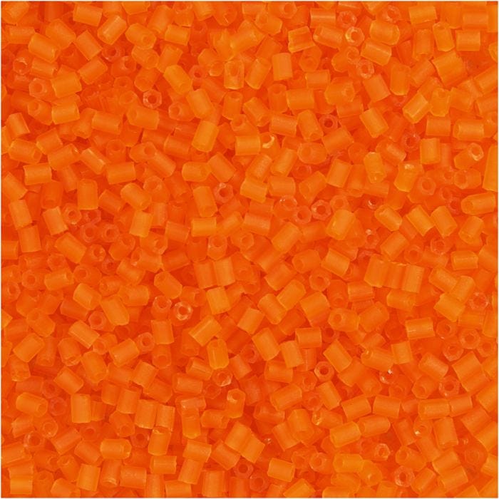 Rocaiperler 2-cut, dia. 1,7 mm, str. 15/0 , hullstr. 0,5 mm, transparent orange, 25 g/ 1 pk.