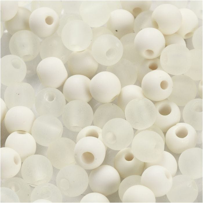 Plastperler, dia. 6 mm, hullstr. 2 mm, creme, 40 g/ 1 pk.
