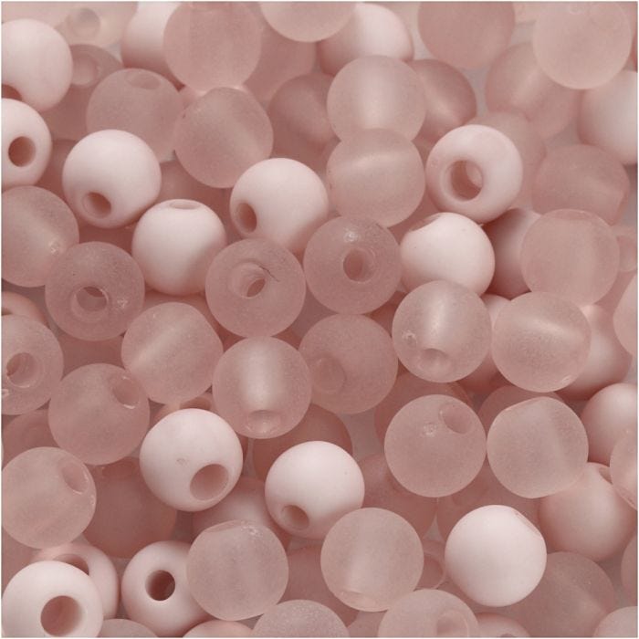 Plastperler, dia. 6 mm, hullstr. 2 mm, rosa, 40 g/ 1 pk.