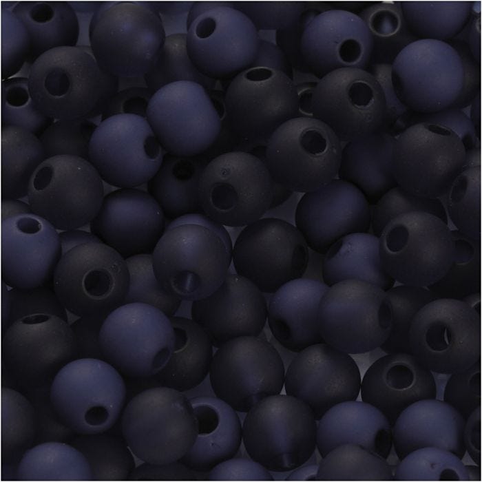Plastperler, dia. 6 mm, hullstr. 2 mm, blå, 40 g/ 1 pk.