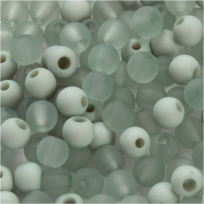 Plastperler, dia. 6 mm, hullstr. 2 mm, lys grønn, 40 g/ 1 pk.