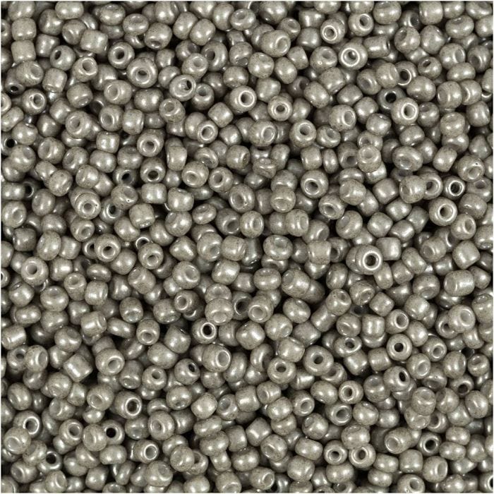 Rocaillesperler, dia. 1,7 mm, str. 15/0, hullstr. 0,5-0,8 mm, lys grå, 25 g/ 1 pk.