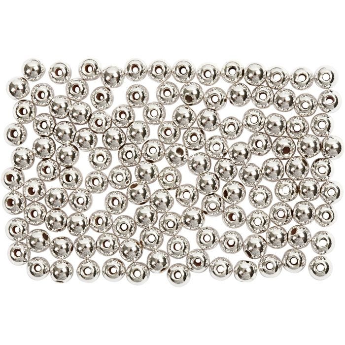 Voksperler, dia. 3 mm, hullstr. 0,7 mm, sølv, 150 stk./ 1 pk.