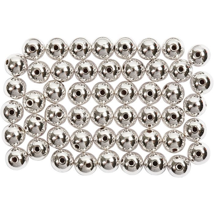 Voksperler, dia. 5 mm, hullstr. 0,7 mm, sølv, 100 stk./ 1 pk.