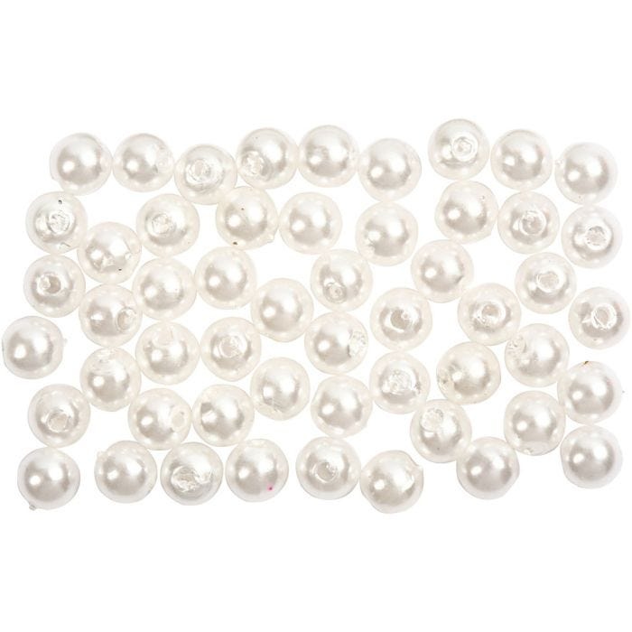 Voksperler, dia. 5 mm, hullstr. 0,7 mm, perlemor, 100 stk./ 1 pk.