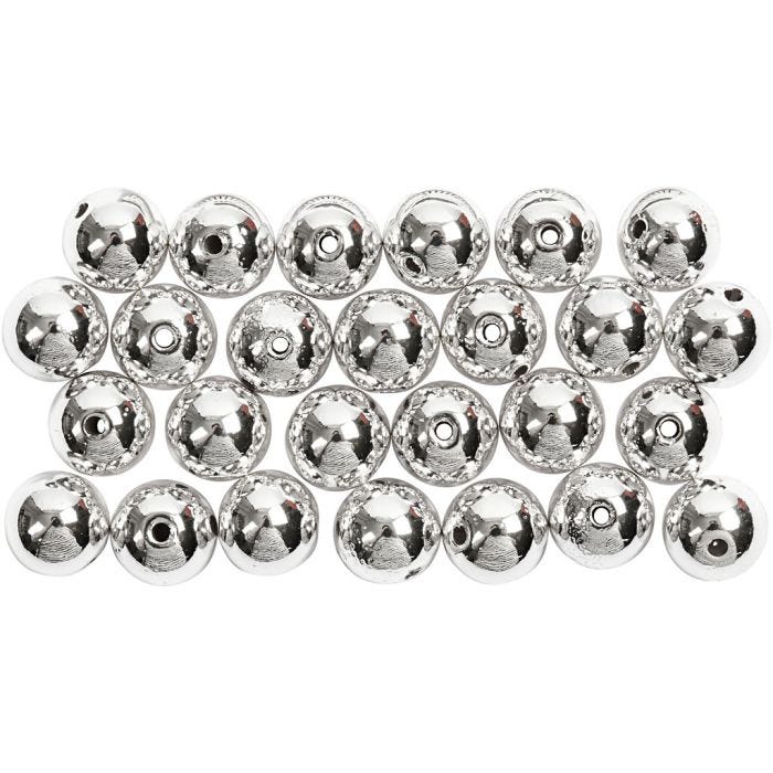 Voksperler, dia. 8 mm, hullstr. 1 mm, sølv, 50 stk./ 1 pk.