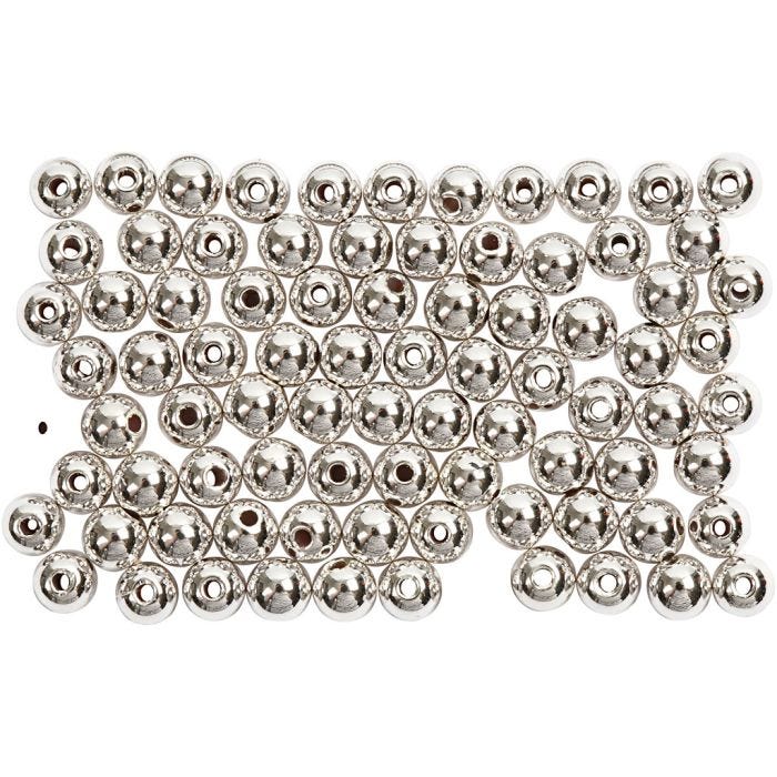 Voksperler, dia. 4 mm, hullstr. 0,7 mm, sølv, 150 stk./ 1 pk.